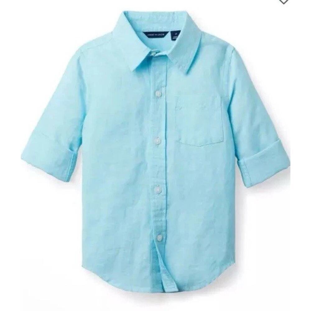 Jamie & Jack Linen Roll-Cuff Shirt Radiance Blue 6-12 Months NWT